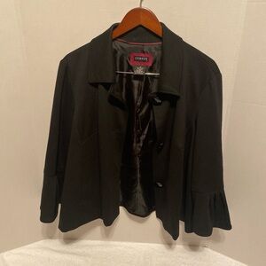 George Women's Elegant Black Blazer with Ruffled Sleeves